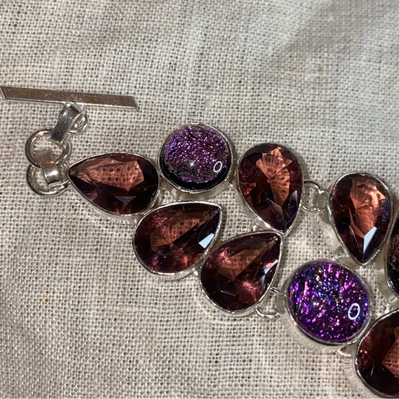 Sold ❤️ Magestic Dichroic gemstone cluster statement bracelet - Picture 11 of 14